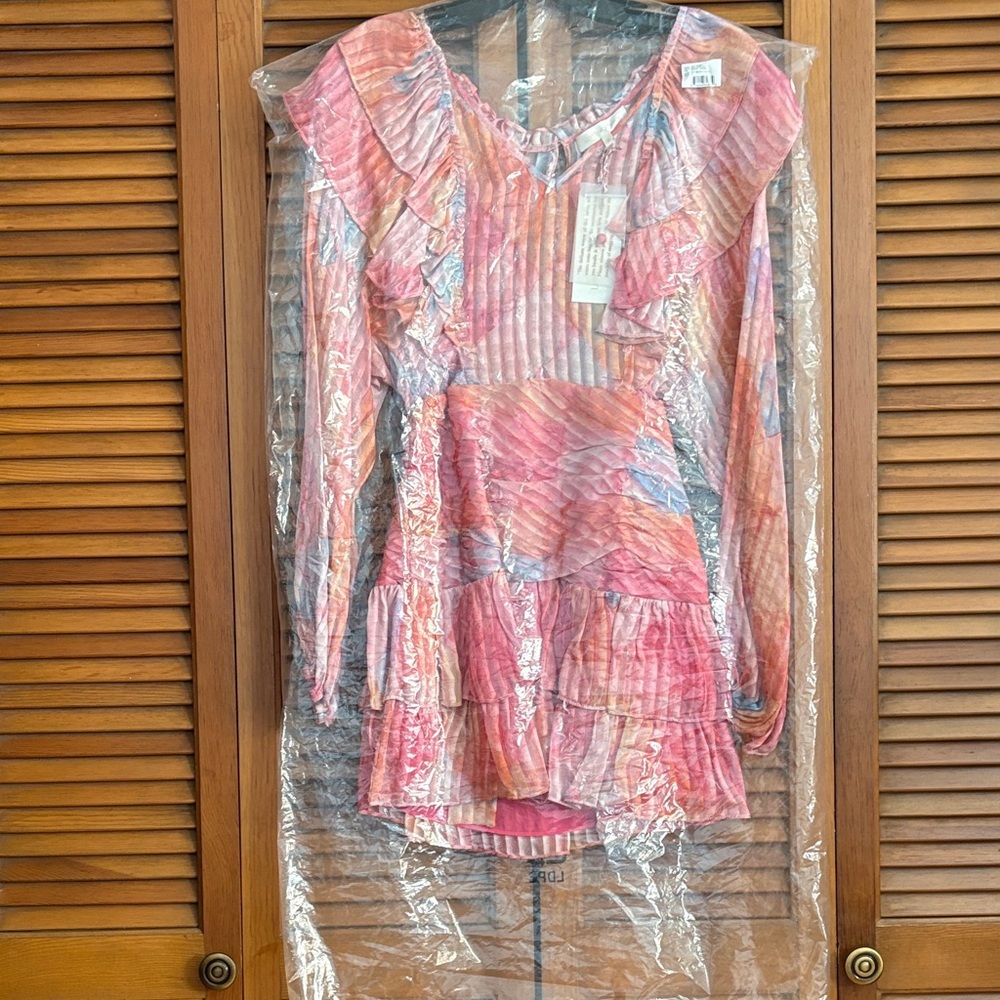 LoveShackFancy Pink Multi Ruffled Mini Dress - Picture 8 of 9